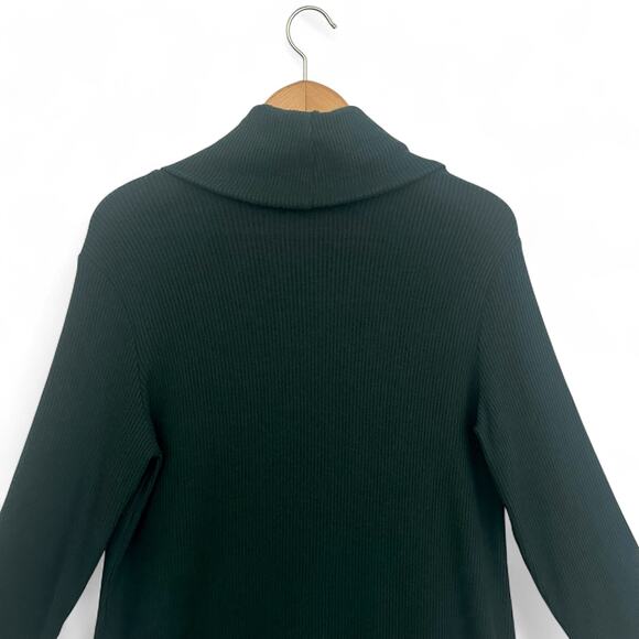 Michael Stars Women's Hallie Rib-Knit Turtleneck Dress Size L Dark Forest Green - Picture 6 of 12